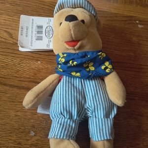 VINTAGE DISNEY STORE WINNIE THE POOH CHOO CHOO BEANBAG PLUSH NWT TRAIN